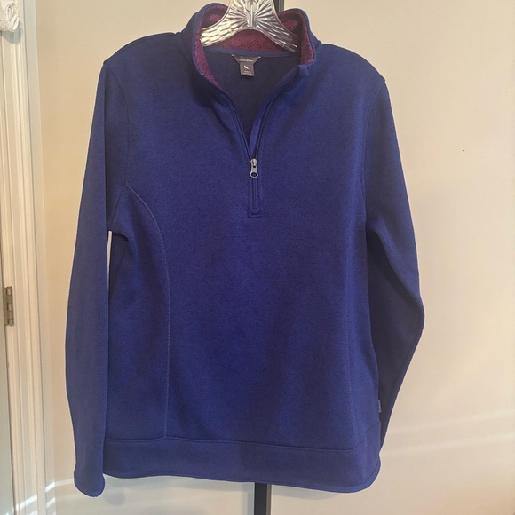 Eddie Bauer Blue Zip Up Sweater with Soft Fleece - Picture 1 of 7